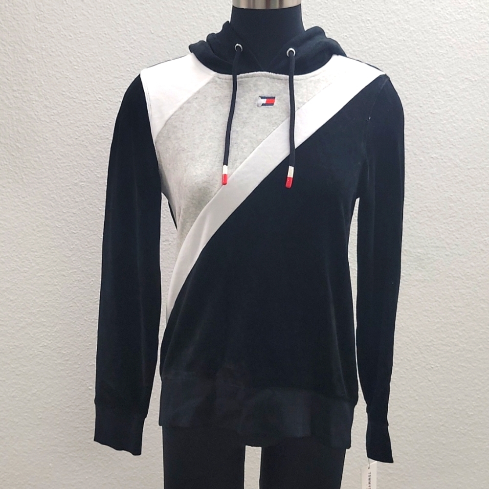 Tommy Hilfiger Sport Velour Colorblocked Hoodie - Size XS